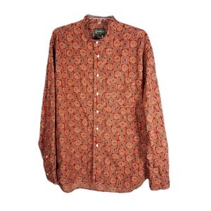 NWOT Gitman Bros Vintage Shirt Men's XL Band Collar Red Geometric Made in USA